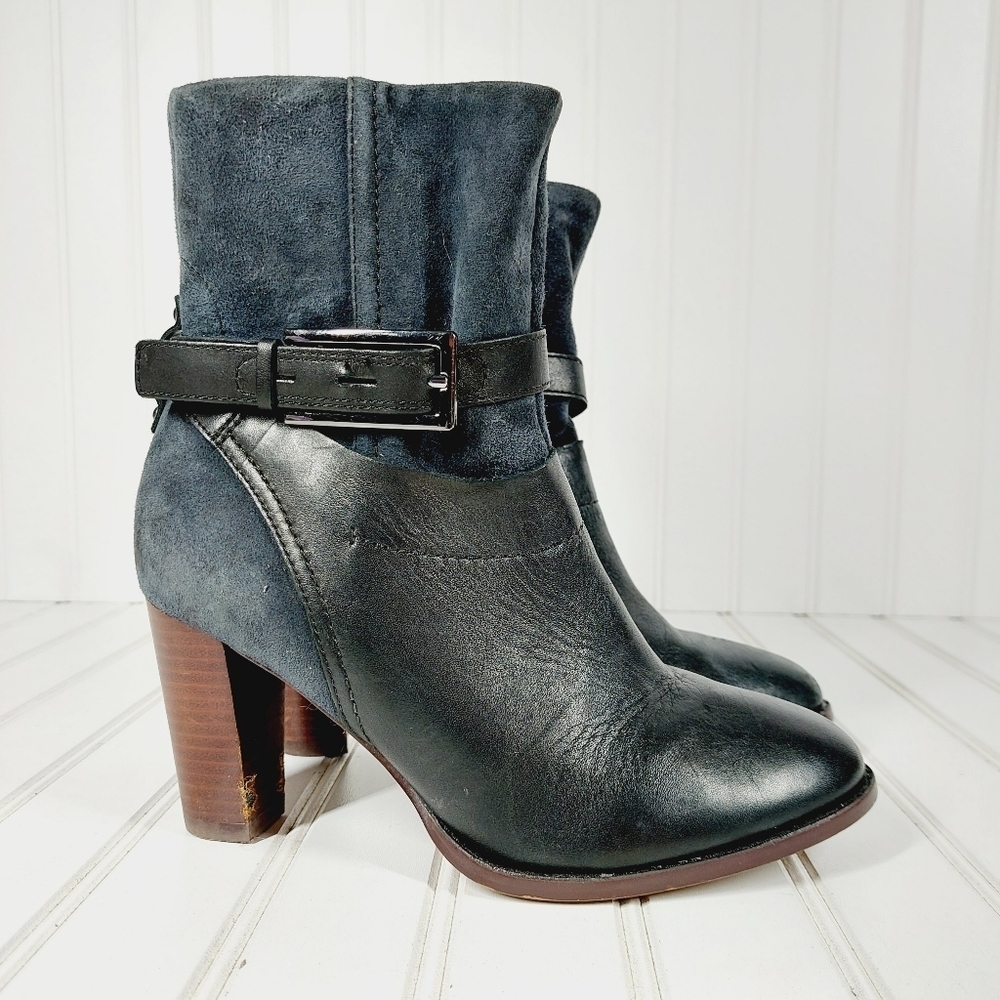 Clarks Kacia Garnet  Women's Boots - Black Leather/Navy Suede E199 - Picture 5 of 16